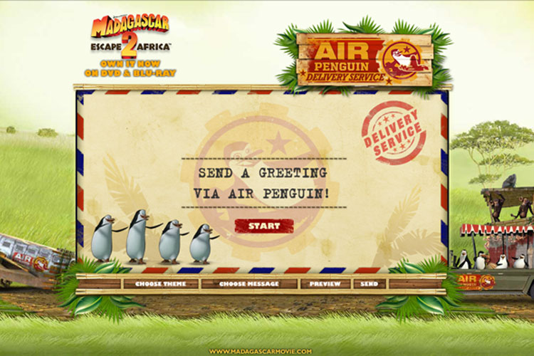 Madagascar: Escape 2 Africa - Air Penguin Ecard Website