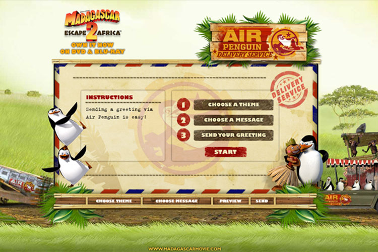 Madagascar: Escape 2 Africa - Air Penguin Ecard Website