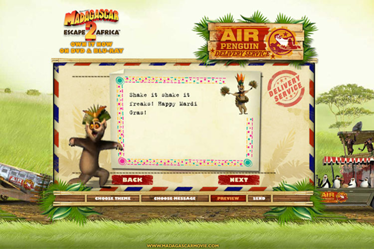 Madagascar: Escape 2 Africa - Air Penguin Ecard Website