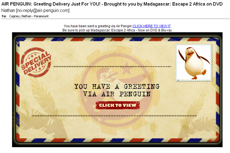 Madagascar: Escape 2 Africa - Air Penguin Ecard Website