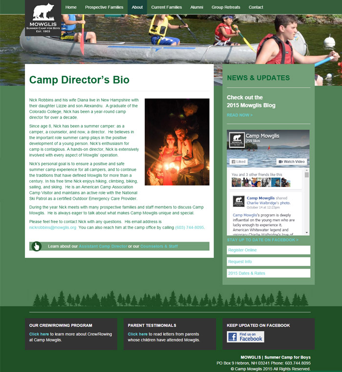 Mowglis Summer Camp for Boys Director page