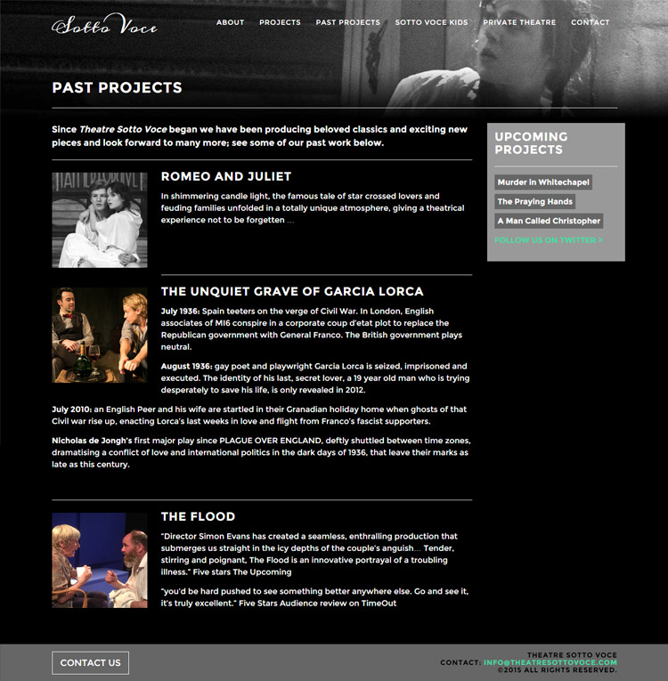 Theatre Sotto Voce Website